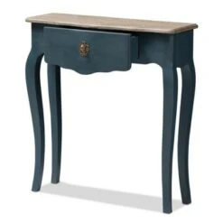Mazarine Classic and Provincial Spruce Finished Console Table Blue - Baxton Studio