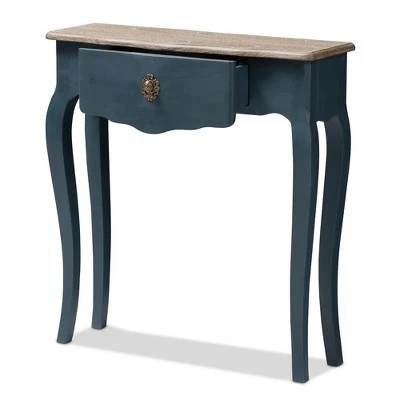 Mazarine Classic and Provincial Spruce Finished Console Table Blue - Baxton Studio 3 Mazarine Classic and Provincial Spruce Finished Console Table Blue - Baxton Studio