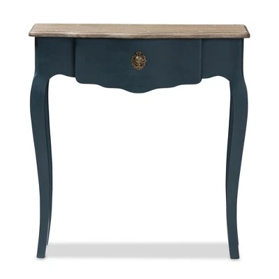 Mazarine Classic and Provincial Spruce Finished Console Table Blue - Baxton Studio 4 Mazarine Classic and Provincial Spruce Finished Console Table Blue - Baxton Studio - Image 2
