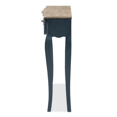 Mazarine Classic and Provincial Spruce Finished Console Table Blue - Baxton Studio 5 Mazarine Classic and Provincial Spruce Finished Console Table Blue - Baxton Studio - Image 3