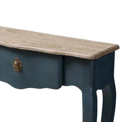 Mazarine Classic and Provincial Spruce Finished Console Table Blue - Baxton Studio 7 Mazarine Classic and Provincial Spruce Finished Console Table Blue - Baxton Studio - Image 5