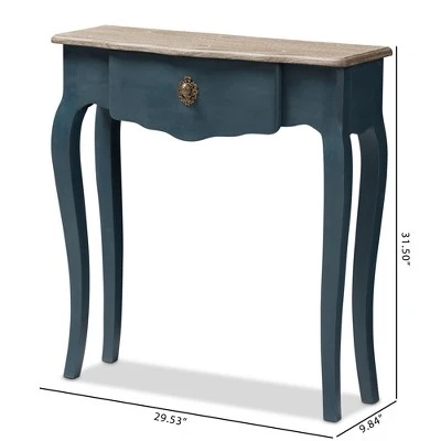 Mazarine Classic and Provincial Spruce Finished Console Table Blue - Baxton Studio 12 Mazarine Classic and Provincial Spruce Finished Console Table Blue - Baxton Studio - Image 10