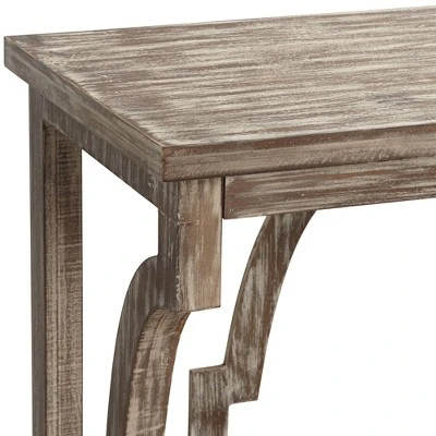 Crestview Collection Farmhouse Chestnut Wood Three-Tier Console Table 64" x 36" Brown Antique White for Living Room Entryway House 4 Crestview Collection Farmhouse Chestnut Wood Three-Tier Console Table 64" x 36" Brown Antique White for Living Room Entryway House - Image 2