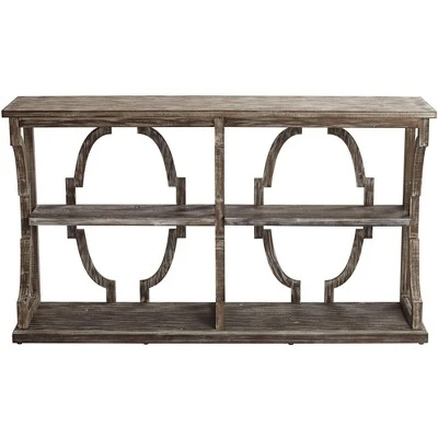 Crestview Collection Farmhouse Chestnut Wood Three-Tier Console Table 64" x 36" Brown Antique White for Living Room Entryway House 6 Crestview Collection Farmhouse Chestnut Wood Three-Tier Console Table 64" x 36" Brown Antique White for Living Room Entryway House - Image 4