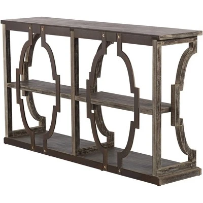 Crestview Collection Farmhouse Chestnut Wood Three-Tier Console Table 64" x 36" Brown Antique White for Living Room Entryway House 8 Crestview Collection Farmhouse Chestnut Wood Three-Tier Console Table 64" x 36" Brown Antique White for Living Room Entryway House - Image 6
