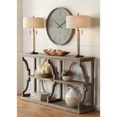 Crestview Collection Farmhouse Chestnut Wood Three-Tier Console Table 64" x 36" Brown Antique White for Living Room Entryway House 10 Crestview Collection Farmhouse Chestnut Wood Three-Tier Console Table 64" x 36" Brown Antique White for Living Room Entryway House - Image 8