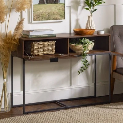 Visconti Boho Slat Door Entry Table - Saracina Home Dark Walnut 4 Visconti Boho Slat Door Entry Table - Saracina Home Dark Walnut - Image 2