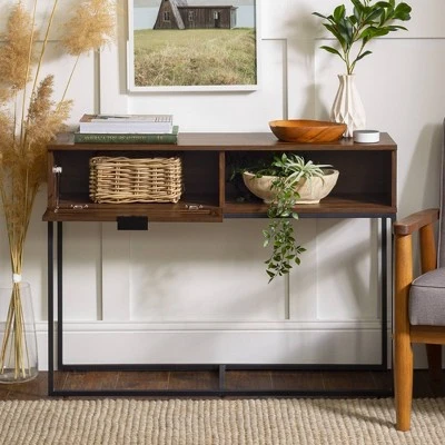 Visconti Boho Slat Door Entry Table - Saracina Home Dark Walnut 12 Visconti Boho Slat Door Entry Table - Saracina Home Dark Walnut - Image 10