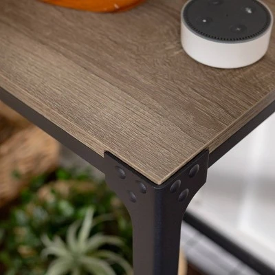 Benny Urban Industrial Angle Iron Entryway Table - Saracina Home Dark Walnut 5 Benny Urban Industrial Angle Iron Entryway Table - Saracina Home Dark Walnut - Image 3