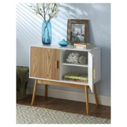 Oslo Storage Console White/Woodgrain - Breighton Home -Console Tables Sales unnamed file 791