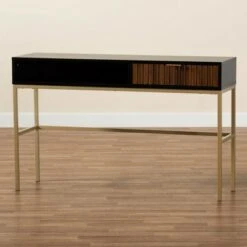 Uriel Two-Tone Wood and Metal 1 Drawer Console Table Natural Brown/Black/Gold - Baxton Studio 17 Uriel Two-Tone Wood and Metal 1 Drawer Console Table Natural Brown/Black/Gold - Baxton Studio -Console Tables Sales unnamed file 819