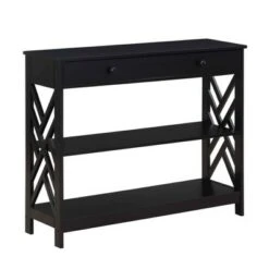 Titan 1 Drawer Console Table with Shelves - Breighton Home Black -Console Tables Sales unnamed file 845
