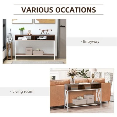 HOMCOM Industrial Style Entryway Console Table Desk with Shelf Living Room Bedroom 7 HOMCOM Industrial Style Entryway Console Table Desk with Shelf Living Room Bedroom - Image 5
