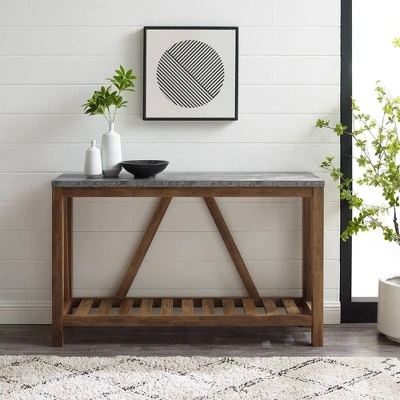 Taylen A Frame Farmhouse Entryway Console Table - Saracina Home Dark Walnut/white Oak 5 Taylen A Frame Farmhouse Entryway Console Table - Saracina Home Dark Walnut/white Oak - Image 3