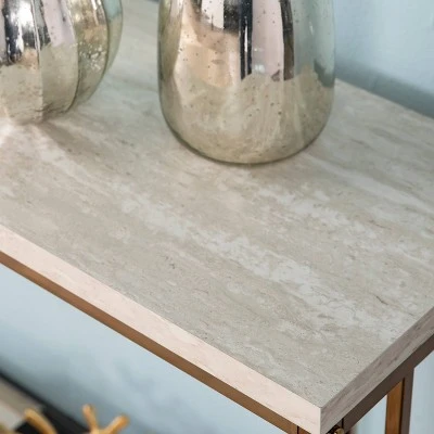 Brampton Faux Stone Console Table Champagne - Aiden Lane 3 Brampton Faux Stone Console Table Champagne - Aiden Lane