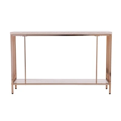Brampton Faux Stone Console Table Champagne - Aiden Lane 8 Brampton Faux Stone Console Table Champagne - Aiden Lane - Image 6