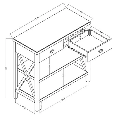 Owings Console Table with 2 Shelf and Drawers - Threshold Rustic 5 Owings Console Table with 2 Shelf and Drawers - Threshold Rustic - Image 3